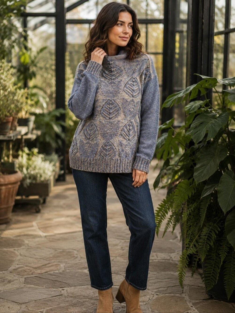 Hansel From Basel Botanical Mohair Blend Turtleneck Sweater M Anthro